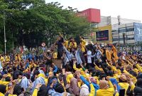 Aksi Ribuan Mahasiswa Palembang Tolak Pengesahan Undang Undang Omnibus Law Cipta Karya yang disahkan DPR RI
