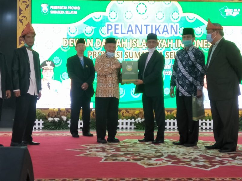Pelantikan Pengurus Dewan Dakwah Provinsi Sumatera Selatan (DD Sumsel) periode 2020-2025 digelar di Griya Agung, Sabtu (28/11/2020).
