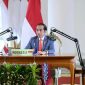 Presiden Jokowi didampingi Seskab Pramono Anung dan Menlu Retno Marsudi mengikuti KTT ASEAN-Australia secara virtual dari Istana Kepresidenan Bogor, Sabtu (14/11).