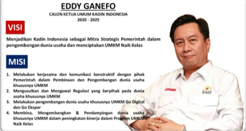 Visi dan Misi Calon Ketua Umum Kamar Dagang Indonesia (KADIN), Ir H Eddy Ganefo MM