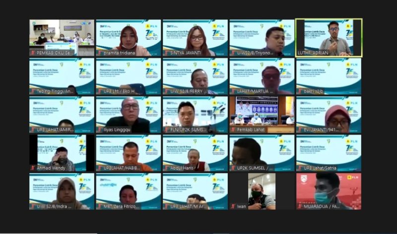 PT PLN (Persero) Unit Induk Wilayah Sumatera Selatan, Jambi dan Bengkulu (UIWS2JB) melakukan Peresmian Listrik Desa untuk melayani 6 Desa di 2 kabupaten yaitu Kabupaten Lahat dan Kabupaten OKU Selatan secara Virtual Zoom.