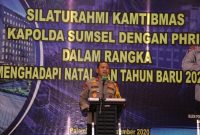 Kapolda Sumsel Irjen Pol Prof Dr Eko Indra Heri S MM didampingi PJU Polda Sumsel melakukan silaturahmi Kamtibmas dengan PHRI dalam rangka menghadapi Natal dan Tahun Baru (Nataru) 2021 di Hotel.ALTS Rajawali Rabu (23/12/2020)