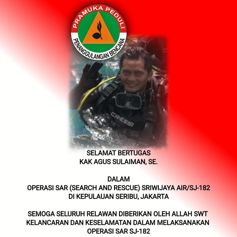 Salah satu Penyelam profesional dan juga selaku Dewan Redaksi Wideazone.com dan Zoom Post disertakan dalam pencarian tenggelamnya serpihan pesawat Sriwijaya Air SJ-182, Agus Sulaiman Instruktur Selam asal Kota empek empek Palembang kembali terpanggil jiwa sosialnya dengan turut andil pada evakuasi korban pesawat SJ-182 tersebut.