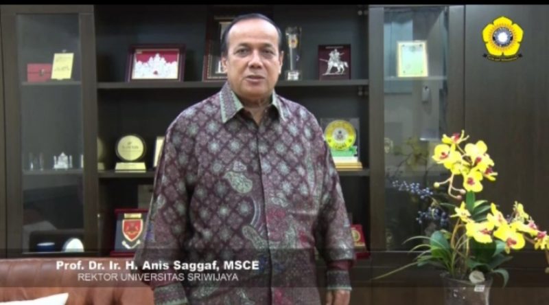 Rektor Universitas Sriwijaya Prof Dr Ir H Anis Saggaf MSCE
