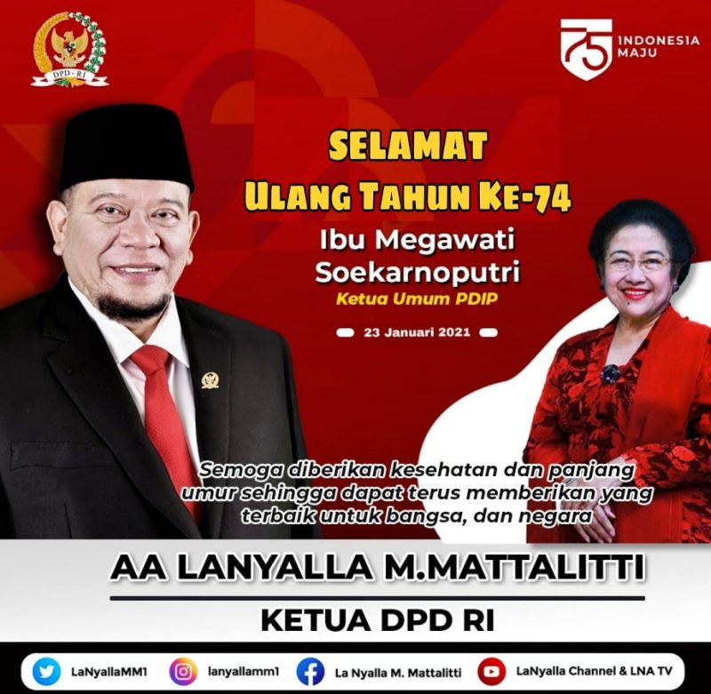 Ketu DPD RI Sampaikan Doa di HUT Megawati Soekarnoputri
