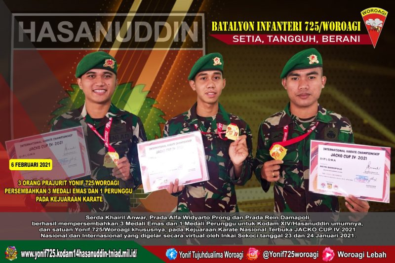 3 Prajurit Woroagi Torehkan Prestasi Gemilang 