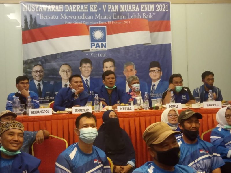 Musyawarah Daerah DPD Partai Amanat Nasional (Musda PAN) Kabupaten Muara Enim ke 5 diselenggarakan di Ballroom Hotel Grand Zury, Muara Enim, Kamis, (18/2/2021).