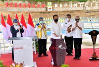 PRESIDEN Joko Widodo (Jokowi) meresmikan Bendungan Napun Gete di Kabupaten Sikka, Provinsi Nusa Tenggara Timur, pada Selasa (23/2) sore.