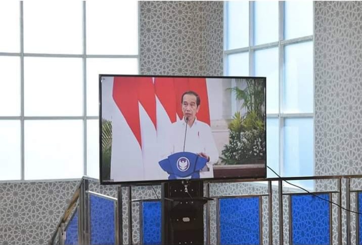 Presiden Republik Indonesia Joko Widodo membuka Rakornas Penanggulangan Bencana 2021 yang diikuti seluruh Kepala Daerah secara virtual conference