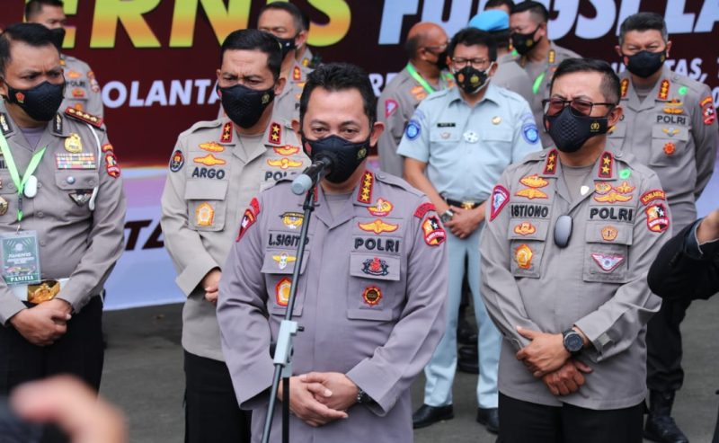 Kapolri Jenderal Polisi Listyo Sigit Prabowo membuka rapat kerja teknis (rakernis) fungsi lalu lintas (lantas) tahun 2021 di Serpong, Tangerang Selatan, Rabu (10/3/2021).