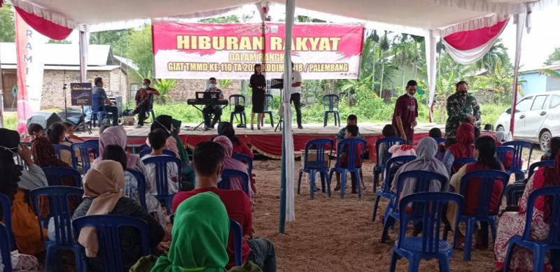Satgas TMMD Cek Sound Alat Musik untuk Panggung Hiburan