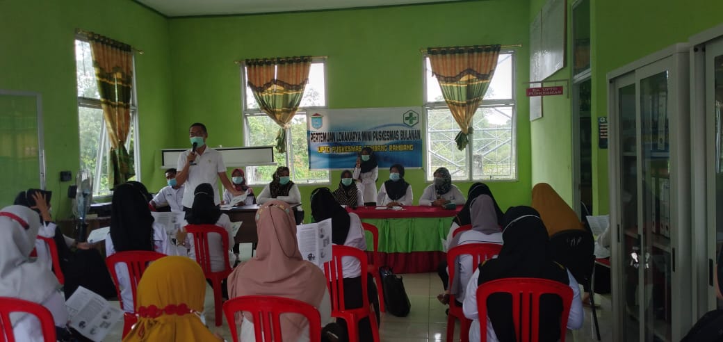Tingkatkan program layanan, Puskesmas Tambang Tambang Kecamatan Tambang Kuang Ogan Ilir menggelar Lokakarya Mini, Rabu (28/4/2021).