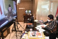 Wakil Presiden Indonesia Ma'ruf Amin membuka Acara Puncak Bangga Buatan Indonesia Kilau Digital Permata Flobamora melalui virtual. Jakarta, Jumat (18/6)