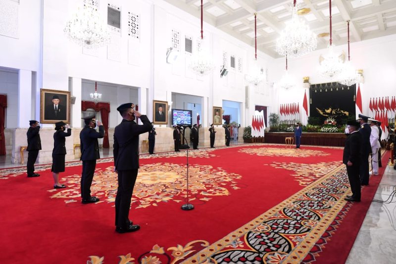 Upacara Peringatan HUT ke-75 Bhayangkara, Kamis (01/07/2021) pagi, di Istana Negara, Jakarta