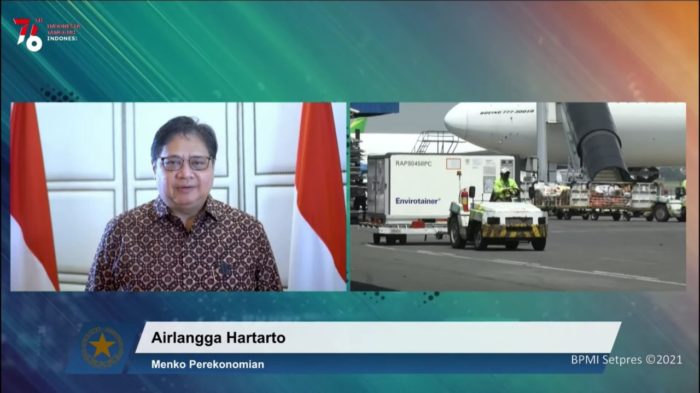 Tangkapan layar keterangan pers kedatangan 21,2 juta dosis vaksin COVID-19 Sinovac, Selasa (27/07) siang