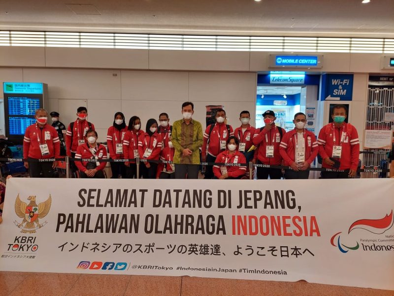 Kedutaan Besar Republik Indonesia (KBRI) Tokyo kembali menyambut kedatangan Tim Kontingen Indonesia kloter 4 untuk Paralimpiade Tokyo 2020 di Bandara Haneda Tokyo Jumat (20/8) (sumber foto: NPC Indonesia)
