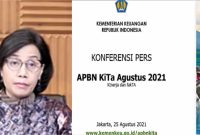 Menteri Keuangan Sri Mulyani Indrawati Menteri Keuangan menyampaikan dalam Konferensi Pers virtual APBN KITA edisi Agustus 2021 Indonesia