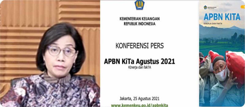 Menteri Keuangan Sri Mulyani Indrawati Menteri Keuangan menyampaikan dalam Konferensi Pers virtual APBN KITA edisi Agustus 2021 Indonesia