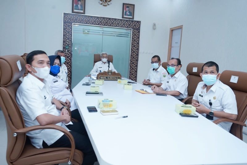 Wakil Gubernur Sumsel, H Mawardi Yahya saat mengikuti webinar 