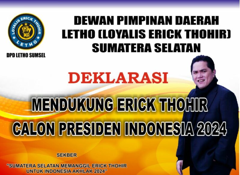 Loyalis Erick Thohir Sumatera Selatan (Letho Sumsel)