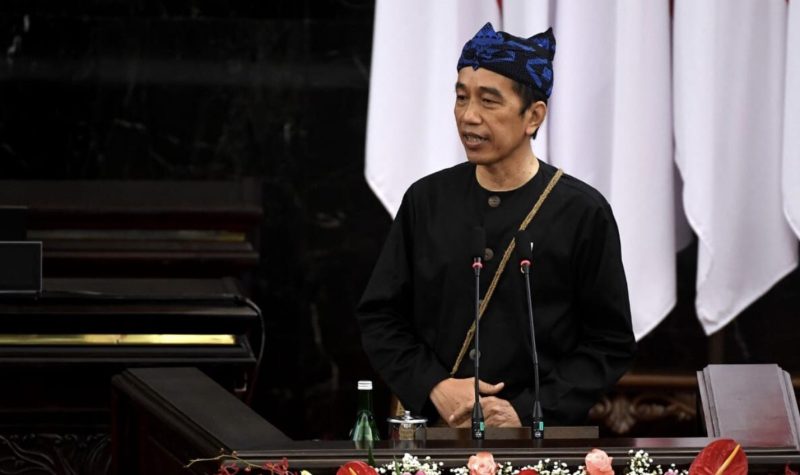 Presiden Joko Widodo dalam pidatonya pada Sidang Tahunan MPR RI dan Sidang Bersama DPR RI dan DPD RI dalam rangka HUT ke-76 Proklamasi Kemerdekaan RI
