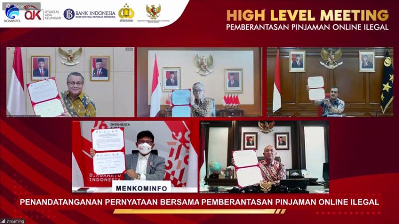 High Level Meeting dan Penandatanganan Pernyataan Bersama dalam Rangka Pemberantasan Pinjaman Online Ilegal, Jumat (20/08)