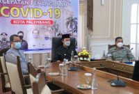 Wali Kota Palembang H Harnojoyo secara langsung melalui video confrence dipimpin Presiden Republik Indonesia dan turut diikuti seluruh kepala daerah se Indonesia, Kamis (9/9/2021).
