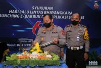 Kapolda Irjen Pol Toni Harmanto hadiri Syukuran Hari Ulang Tahun Lalu Lintas [HUT Lantas] Bhayangkara ke-66 tahun 2021, di gedung Promotor lantai III, Kepolisian Sumsel, Rabu [21/9].