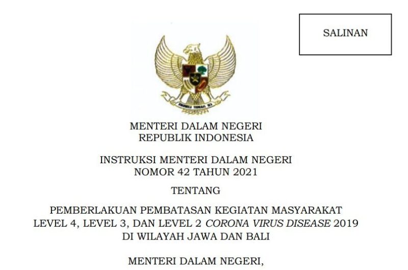 Instruksi Mendagri Nomor 42 Tahun 2021