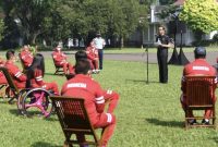 Presiden RI, Joko Widodo saat menerima kontingen Indonesia di Istana Kepresidenan Bogor, Jawa Barat, Jumat (17/09)
