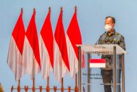 Menteri Perindustrian Agus Gumiwang Kartasasmita dalam pembukaan pameran “The Future Electric Vehicle Ecosystem for Indonesia” di JIEXPO, Jakarta, Senin (26/10)