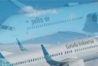 Ilustrasi Maskapai Garuda Indonesia dengan Pelita Air
