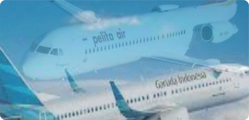Ilustrasi Maskapai Garuda Indonesia dengan Pelita Air