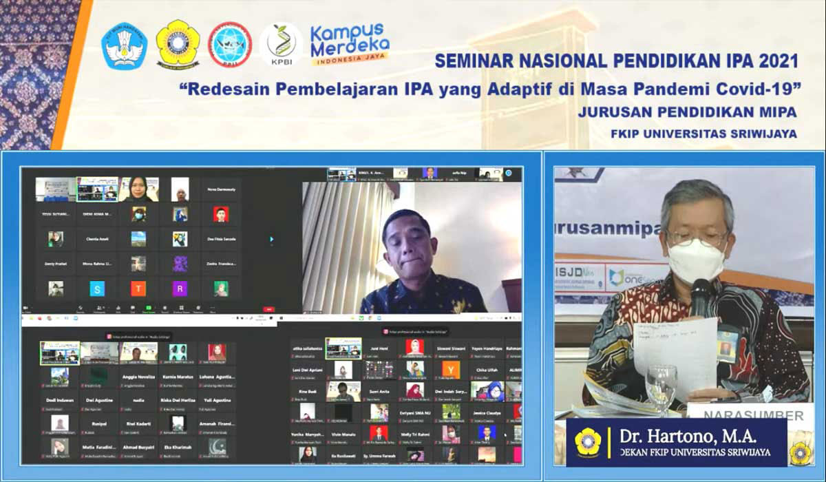 Seminar Nasional Pendidikan IPA 2021 yang diselenggarakan Jurusan Pendidikan MIPA Fakultas FKIP Universitas Sriwijaya [Unsri], Bukit Besar Palembang, Sabtu [16/10].