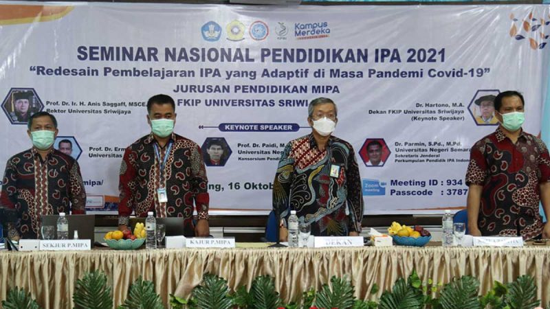  Seminar Nasional Pendidikan IPA 2021 yang diselenggarakan Jurusan Pendidikan MIPA Fakultas FKIP Universitas Sriwijaya [Unsri], Bukit Besar Palembang, Sabtu [16/10].