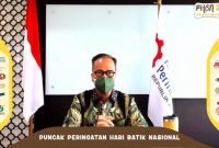Menteri Perindustrian Agus Gumiwang Kartasasmita pada acara Puncak Peringatan Hari Batik Nasional 2021 di Yogyakarta, Rabu (6/10)