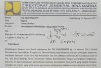 Surat Permohonan Pemindahan Tiang Listrik yang ditujukan ke PLN UIWS2JB