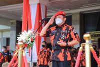  Gubernur Sumsel H Herman Deru menjadi pembina pada Apel Akbar Pemuda Pancasila Sumsel dalam rangka HUT Pemuda Pancasila ke 62 tahun, di lapangan Griya Agung Palembang, Kamis [28/10] petang.