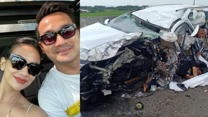 MOBIL Pajero Sport warna putih bernomor polisi B 1264 BJU yang ditumpangi Vannesa Angel dan suaminya Febri Andriansyah, kondisinya rusak parah