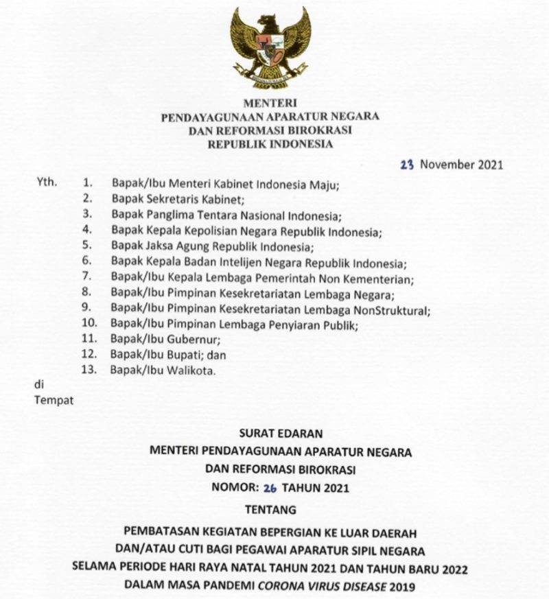 Surat Edaran Menteri PANRB