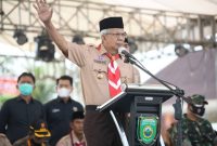 Wakil Gubernur Sumsel H Mawardi Yahya menutup kegiatan Jambore Daerah Sumsel VIII 2021 di Bumi Perkemahan Gandus Kwarda Sumsel, Selasa [30/11]. 