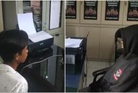 Siswi SMP di Mura SRA (kanan) menjadi tersangka buang bayi hasil hubungan gelap dengan kekasihnya YA (kiri). Keduanya diamankan anggota Satreskrim Polres Musi Rawas, Rabu [10/11/2021]. 