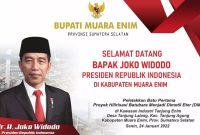 Ucapan Selamat Datang kepada Presiden Joko Widodo [Jokowi] pada instagram@humaspimpinan_muaraenim