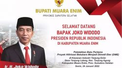 Ucapan Selamat Datang kepada Presiden Joko Widodo [Jokowi] pada instagram@humaspimpinan_muaraenim