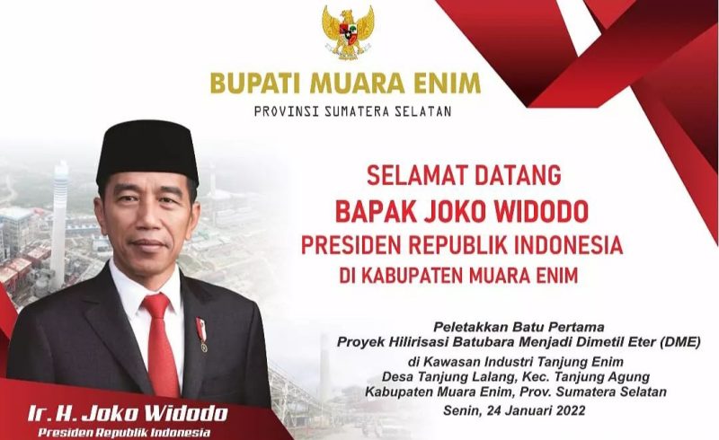 Ucapan Selamat Datang kepada Presiden Joko Widodo [Jokowi] pada instagram@humaspimpinan_muaraenim
