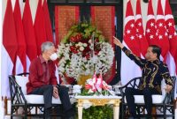 Presiden Jokowi menerima kunjungan PM Singapura Lee Hsien Loong, di The Sanchaya Resort Bintan, Kepri, Selasa [25/01/2022]. [Foto: BPMI Setpres/Muchlis Jr]
