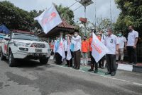 Walikota Palembang H Harnojoyo melepas keberangkatan satu truk kebaikan bermuatan penuh bahan pokok untuk korban gempa bumi di Pasaman Barat [Pasbar] Provinsi Sumatera Barat, Rabu [2/3/2022].