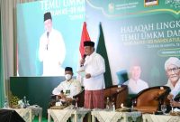 Gubernur Sumatera Selatan H Herman Deru yang juga sebagai Mustasyar PBNU menghadiri acara forum silaturahmi dan dialog dengan para peserta dari Pengurus Wilayah dan Pengurus Cabang Nahdatul Ulama [PW-PCNU] se-Sumatera dalam rangka peringatan Harlah NU ke 99 yang dipusatkan di Gor Dempo Jakabaring Sport City [JSC] Palembang, Kamis [3/3] malam.