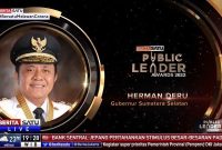 Gubernur Sumsel H Herman Deru mendapatkan penghargaan dalam ajang Public Leader Awards 2022 dengan kategori Wilayah Sumatera terbaik.