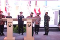 Kapolri Jenderal Listyo Sigit Prabowo resmikan gedung Utama Presisi Mapolda Sumsel, Jumat [1/4] dengan disaksikan oleh Ketua KPK, Firli Bahuri dan Gubernur Sumsel, H Herman Deru dan beberapa mantan Kapolda Sumsel.